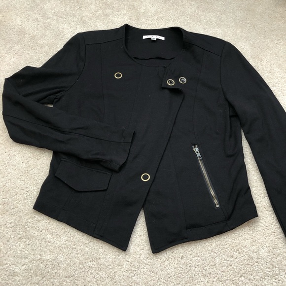 CAbi Sweaters - CAbi Black Fitted Moto Zip Jacket / Sweater